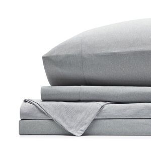Brookstone Twin 3 Piece Sheet Set Grey Heathered Knit Moisture Wicking Twin